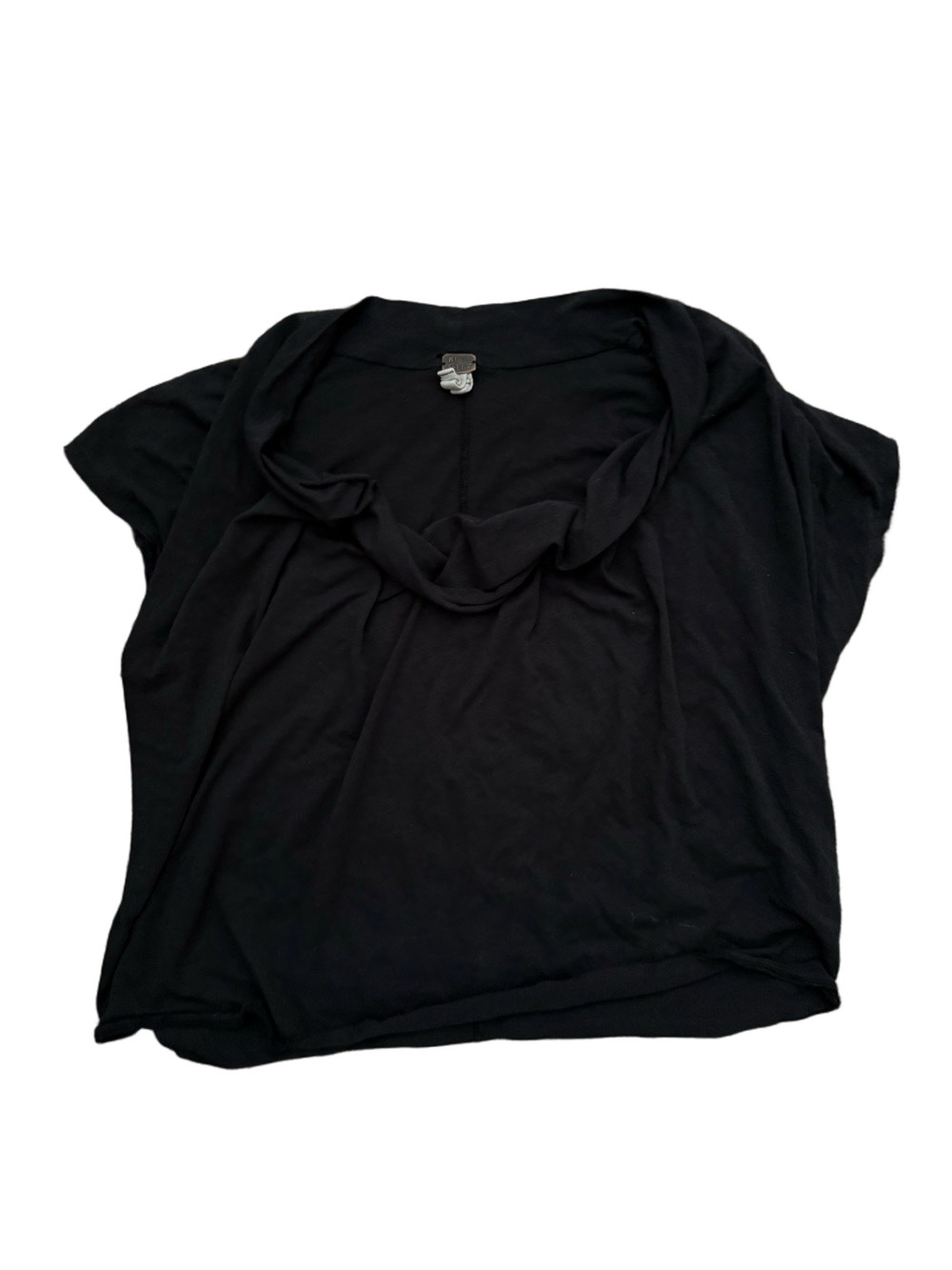Free people Black Short Sleeve Cowl Neck Tee